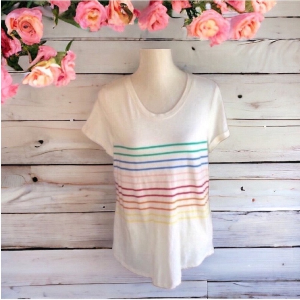 Style & Co Cream and Multi-Colored Striped Tee